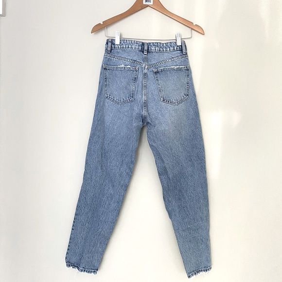ZARA Blue High Rise Distressed Mom Jeans - Picture 4 of 8